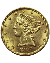 5 Dollars "Half Eagle" Gold Coin - Global Cash, the gold specialist in Lyon